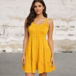 Derek Heart Mustard Sleeveless Tiered Mini Dress Size Medium